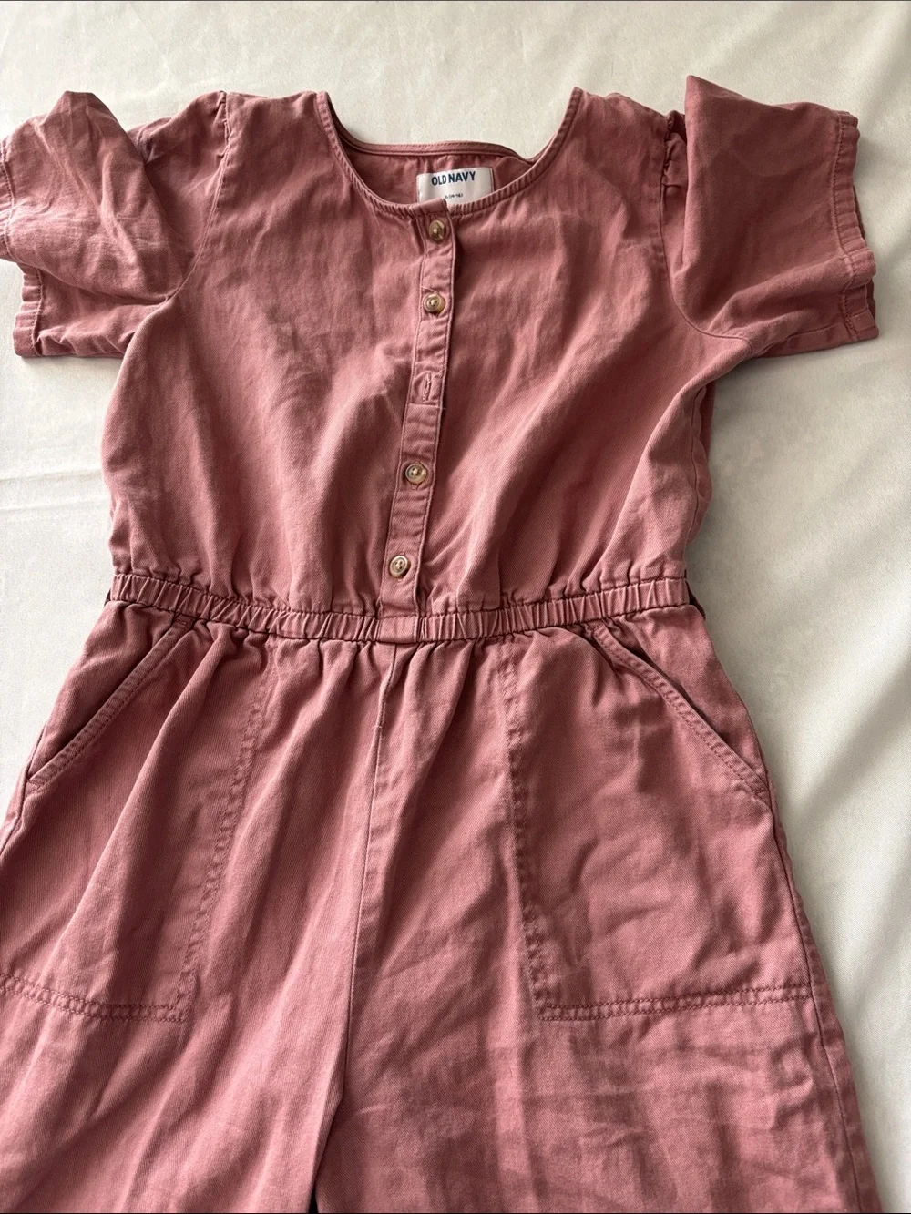 Old Navy Dusty Rose Button-Front Wide-Leg Jumpsuit kids size XL (14-16)